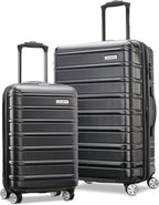 Samsonite Omni 2 Hardside 2 Piece Set - Includes Global Carry-On & Medium Checked Suitcases - 360° Dual Spinner Wheels - Integrated TSA Lock & Expansion - Amazon Exclusive - Midnight Black