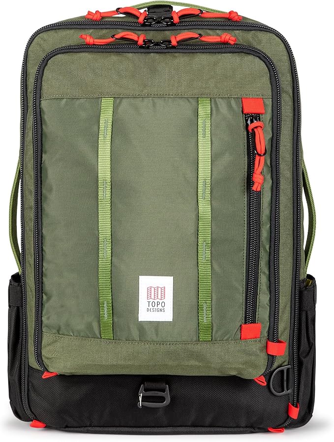 Topo Designs Global Travel Bag – 30L or 40L - Carry-On Compliant Most Airlines, Durable Travel Duffel Bag, Clam Shell Main Pocket, Laptop Sleeve, Backpack, Luggage (30L / Original Olive)