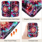 ELFISH Mini RFID Aluminum Wallet Credit Cards Holder Business Card Case Metal ID Case for Men Women (Gorgeous flower)