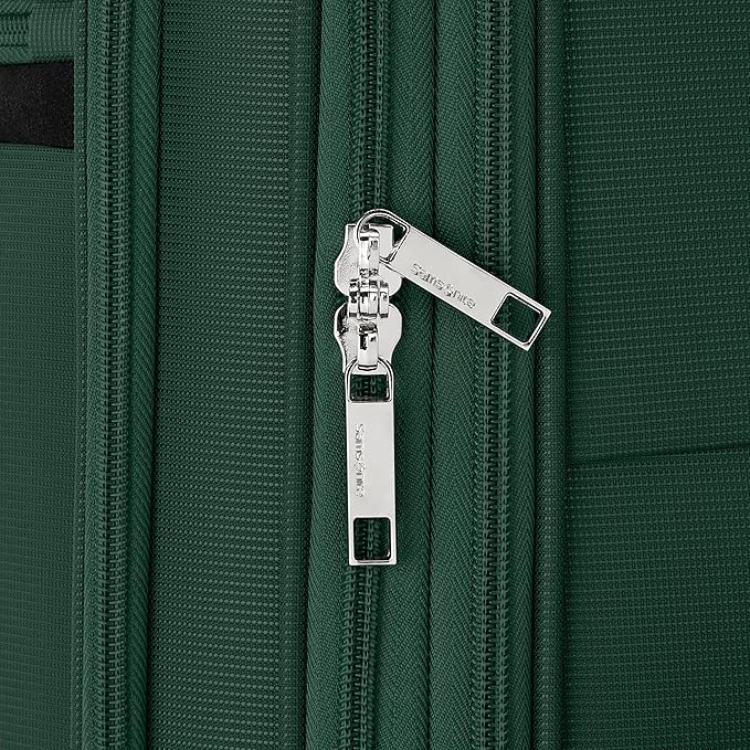Samsonite 3-PC Soft-Sided 21/25/29” (Carry-On, Medium, Large Checked), Lightweight Expandable Element Luggage Set: 2 Front & Side Pocket, Four Spinner Wheels, Adjustable Handle, Durable- Deep Green