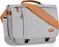 ESTARER Messenger Bag 17-17.3 Inch, Men's Computer Bag Water-resistant Canvas, Laptop Shoulder Bag for Travel Work College, Light Grey