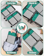 WTREE 4-Piece Packing Cubes Travel Accessories Set for Suitcases - Luggage Organizer Bags with Double Zipper - Mesh Top - Small - Green