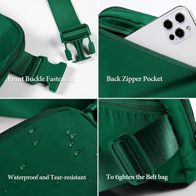 YOSHUYUKI Cross Body Fanny Packs for Women Men Fashion Waist Bag Pouch Nylon Small Travel Crossbody Bags Mini Purse Everywhere Belt Bag Bum Bag for Workout Running Hiking Everglade Green