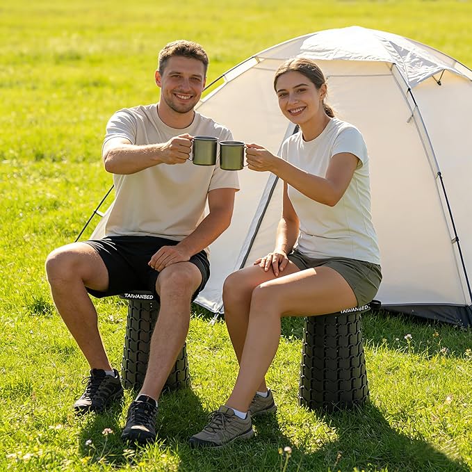 Upgraded XXL Taller 19.7" Wider 11.8" Collapsible Stool with Cushion,Adjustable Seat with Load Capacity 1000lbs, More Taller&Wider Portable Retractable Stool for Adults Camping Fishing Hiking BBQ