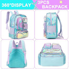 Cute Mermaid Kid’s Luggage Set 5 Piece Suitcase Set 16’’ Hardside Luggage with Spinner Wheels Girls Carry on Toddler Luggage Travel Rolling Suitcase Airline Approved