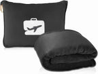 EverSnug Travel Blanket and Pillow - Ultra-Soft, Compact & Lightweight, 65x40 Inches, with Carry Case, Luggage Sleeve & Backpack Clip for Airplane Comfort (Black)