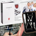 3 Swords Germany - brand quality 10 piece manicure pedicure grooming kit set for nail care scissors clipper brown synthetic leather case - Made by 3 Swords
