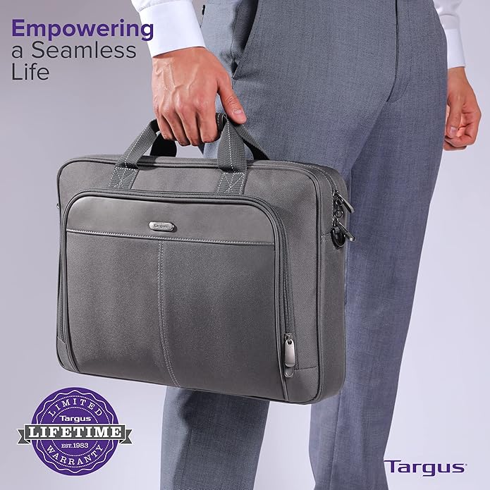 Targus Classic Slim Laptop Bag - Ergonomic Briefcase and Messenger Bag - Spacious Foam Padded for Laptops and Under