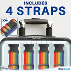 Luggage Straps for Suitcases - TSA Approved - Rainbow, 4 PK - Premium Belts for Suitcase, Briefcase & Travel Bag - Adjustable Strap Length 43" - 78"