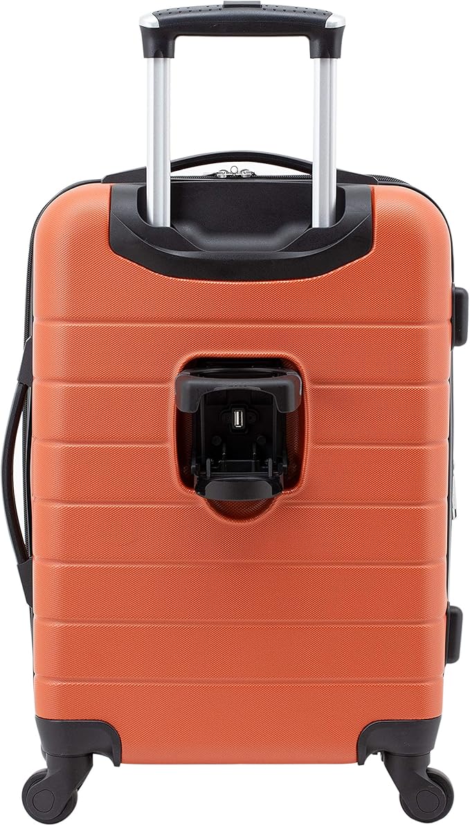 Wrangler Smart Spinner Hardside Luggage, 22-Inch Carry-On, Burnt Orange