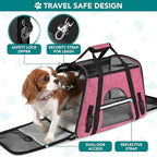 PetAmi Airline Approved Pet Carrier for Cats & Small Dogs, Soft Sided TSA Travel Carrier Bag Sherpa Bed, Breathable Mesh Ventilation, Collapsible Bowl, Fit Under Seat, Up to 18 lbs, Large Heather Pink