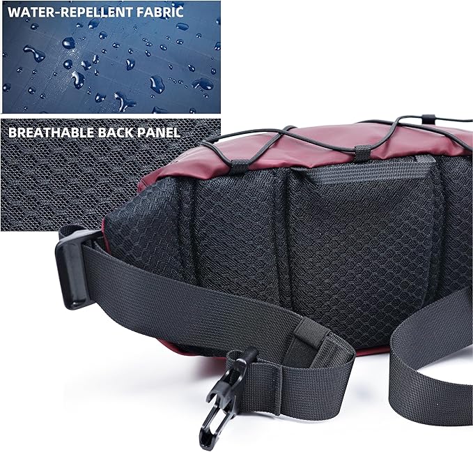Travel Fanny Pack 3L, Crossbody Adjustable Strap, Padded Back, Water Repellent
