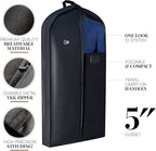 Luxury Storage Garment Bag for Men Suit, Long Women Dress, Tuxedo, Uniform | 47 Inch + 5 Inch Side Gusset | Hanging, Breathable, Foldable Clothes Cover and Protector