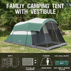PORTAL 6/8/10 Person Family Camping Tent with Screen Room, Water Resistant Big Tunnel Tents with Rainfly, Large Family Tent for Camping, Outdoor, Patio