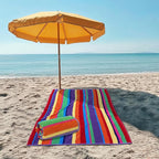 COTTON CRAFT Oversized Beach Towels - 2 Pack Summer of Siam XXL 35x84- The Big Kahuna 7 Foot Extra Large Beach Blanket Towel - Big & Tall - 100% Cotton Velour Plush Soft Luxury - Multi Color Stripe