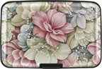 Mayski Credit Card Holder for Women, RFID Blocking, Aluminum Alloy Hard Case, Small Mini Metal Wallet for Women Men, Happy Flower