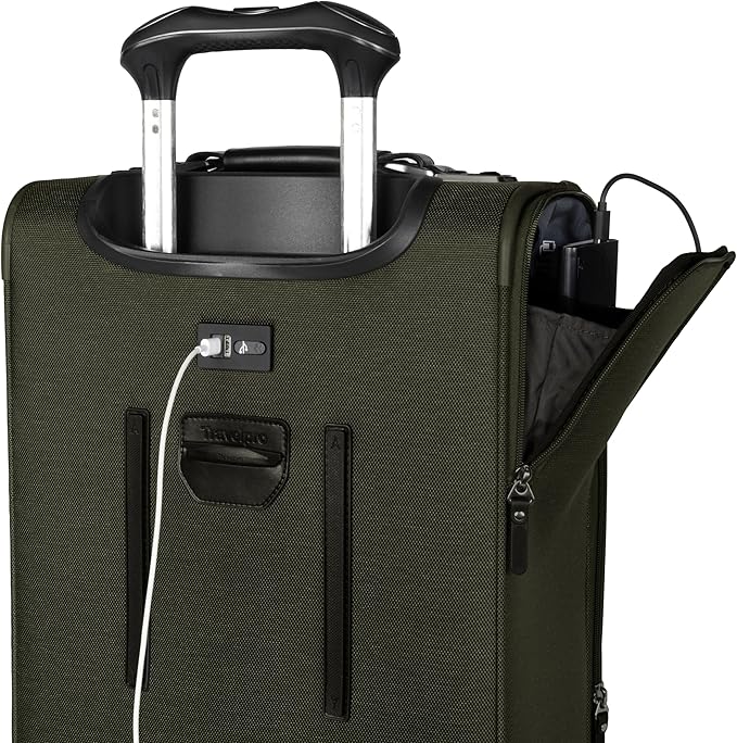 Travelpro Platinum Elite Softside Expandable Luggage, 8 Wheel Spinner Suitcase, TSA Lock, Men and Women, Pilot Green, 2-Piece Set (21/25)