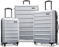 Samsonite Omni 2 Hardside 3 Piece Set - Includes Global Carry-On, Medium, & Large Checked Suitcases - 360° Dual Spinner Wheels - Integrated TSA Lock & Expansion - Amazon Exclusive - Artic Silver