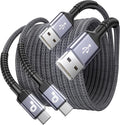 USB A to USB C Cable 15FT Extra Long, USB C Cable Fast Charging, Upgraded Extra Durable Braided USB C Cord for iPhone 17 16 15 Pro Max, MacBook Pro, Sam sung Galaxy S10 S9 Plus, LG and More-2Pack