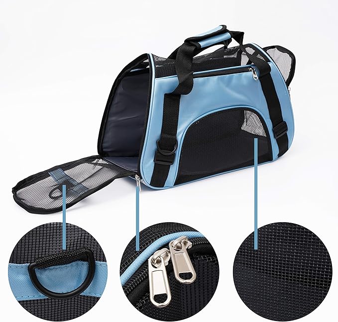 MuchL Pet Carrier Soft-Sided Carriers for Cat Carriers Dog Carrier for Small Medium Cats Dogs Puppies Pet Carrier Airline Approved Cat Dog Pet Travel Carrier (Small, Blue)