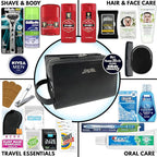 Convenience Kits International Men’s Super Premium 30 PC Travel Kit Featuring: Travel-Size Hair Care Products Plus Face, Body, Oral Care, Travel Essentials in Large Leather Toiletry Bag