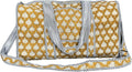 ATOSII Handblock Print 100% Cotton Large Quilted Duffle Bag for Overnight Trip, Travel Weekend Bag, Luggage, 2 Pockets with Zipper, 1 Front Pocket, Detachable Long Strap, 20 X 10 X 12 Inches, Flax
