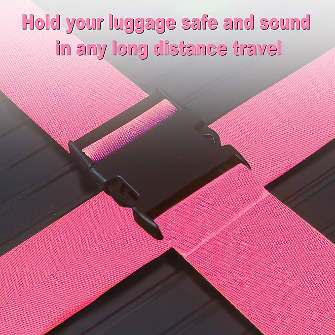 Luggage Straps for Suitcases TSA Approved Travel Belt 8 Pack by Chelmon (Rose Red)