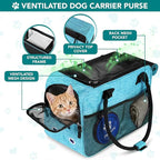 PetAmi Dog Purse Carrier for Small Dogs Cats, TSA Airline Approved Soft-Sided Pet Carrier with Pockets, Ventilated Travel Tote Bag with Bed & Shoulder Strap, Puppy Kitten, Max 12 lbs, Turquoise
