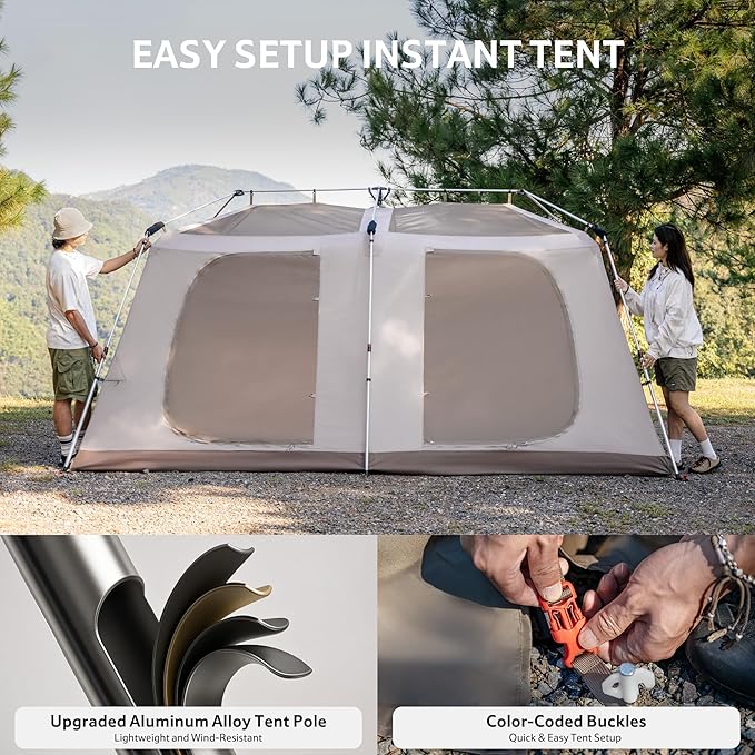 Naturehike Village Instant Tent, Camping Tent with Full Rainfly, Waterproof Large Cabin Tents for Car Camping