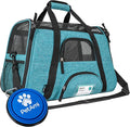 PetAmi Airline Approved Pet Carrier for Cats & Small Dogs, Soft Sided TSA Travel Carrier Bag Sherpa Bed, Breathable Mesh Ventilation, Collapsible Bowl, Fit Under Seat, Up to 18 lbs, Small Heather Blue