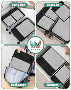 WTREE 4-Piece Packing Cubes Travel Accessories Set for Suitcases - Luggage Organizer Bags with Double Zipper - Mesh Top - Large - Black