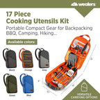Wealers Camp Kitchen Cooking Utensil Set Travel Organizer Grill Accessories Portable Compact Gear for Backpacking BBQ Camping Hiking Travel Cookware Kit Water Resistant Case