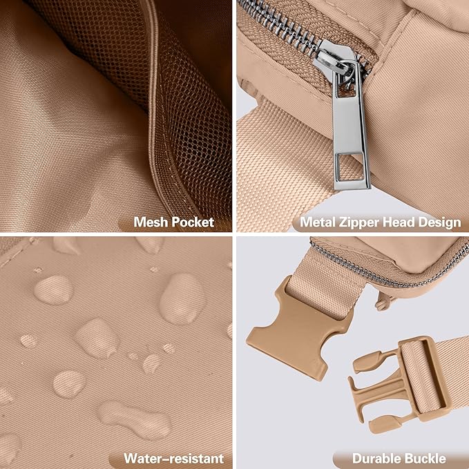 JSJ Mini Fanny Pack for Women & Men,Valentines Day Gifts for Girls Teens Kids Daughter Sister Her,Trendy Stuff Crossbody Bags Cute Everywhere Belt Bags. (Light Brown)