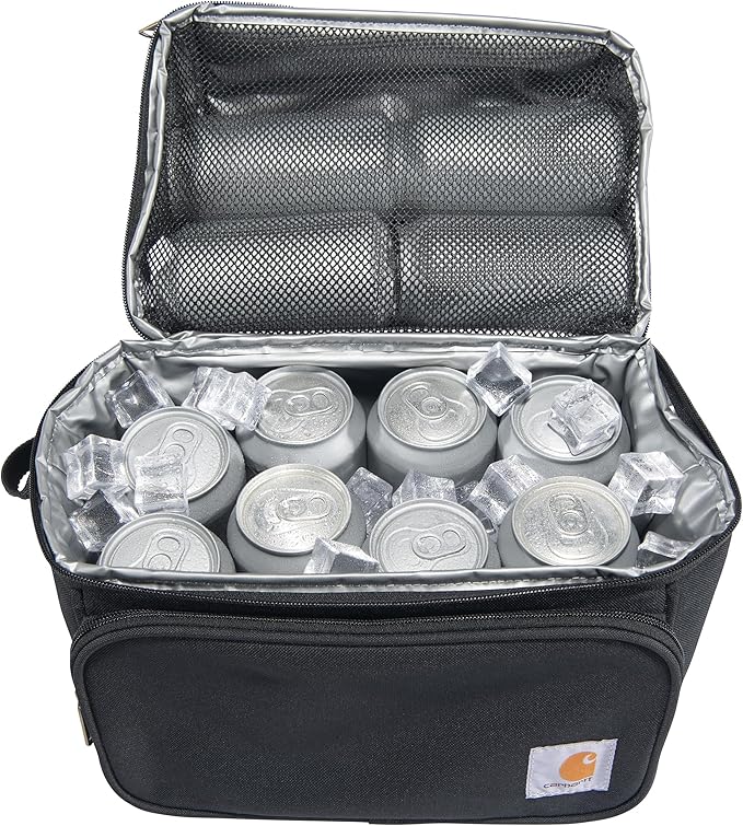 Carhartt Camping Cooler,Worksite Lunchbox,Soft Shell Lunch Bag for Construction Sites,Work and Everyday Use,Black,(Pack of 8)