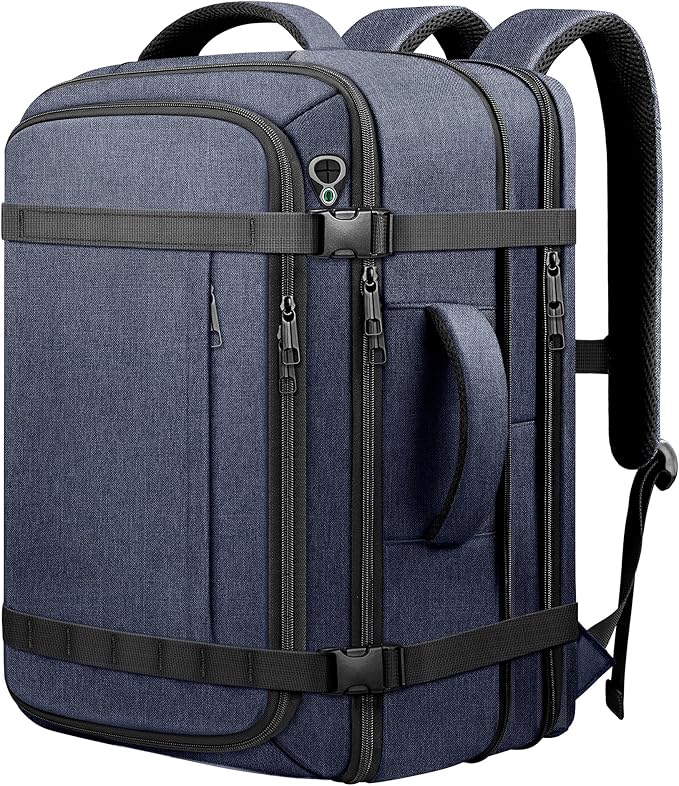 Travelability Carry On Backpack,Expandable 1-7 DAYS Roomy Travel Backpack with Cable Access Port,Anti Theft Water Resistant Fits 18.4"Laptop Large Business Backpack for Men Women,Flights Approve,Blue