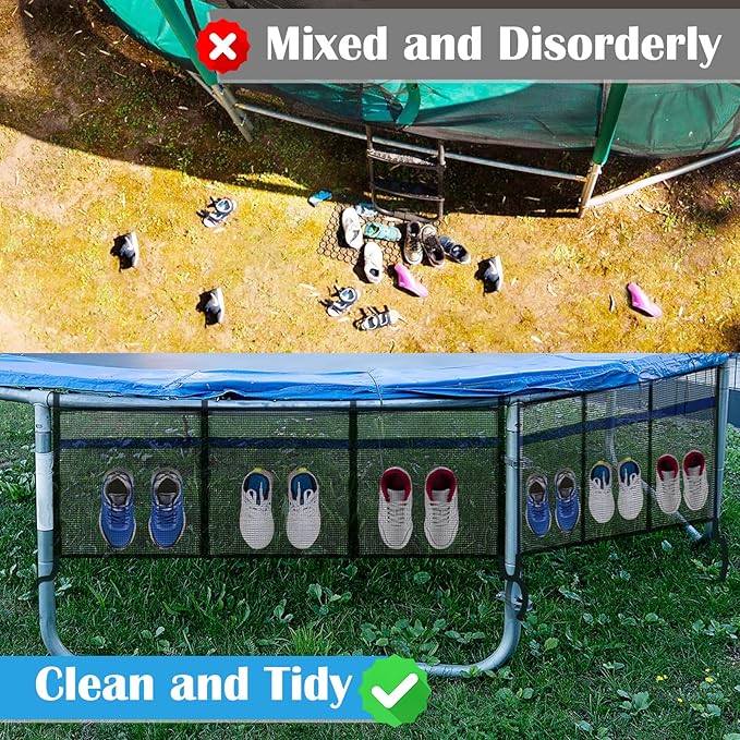 Trampoline Shoe Holder 2pcs, Trampoline Accessories for Item Storage,Shoes Organizer Case 3 Pouch (Black Shoes Bag 2PCS)
