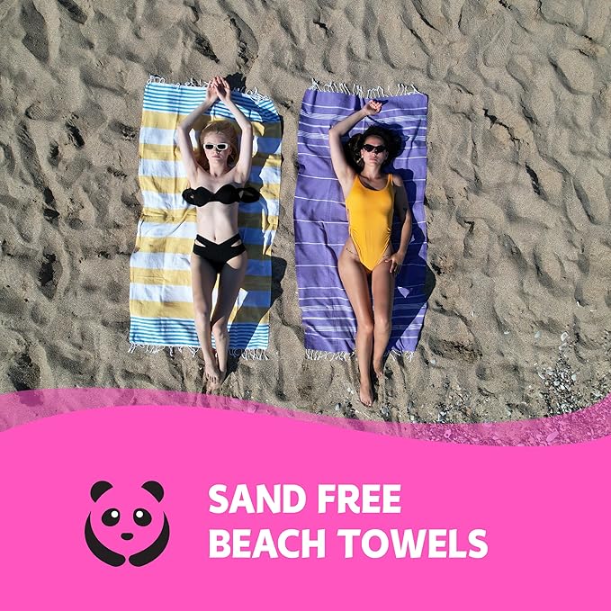 HAVLULAND 6-Packs Turkish Beach Towel Oversized 72"x40", 100% Turkish Cotton, Quick Drying Bath, Pool & Beach Towels - Sand Free, Extra Large, Ultra Soft, Compact & Lightweight for Travel