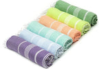 HAVLULAND Turkish Beach Towels Set of 6 Organic Cotton, Oversized 72"x40", Sand Free, Lightweight, Quick Drying, Ideal for Beach, Bath, Pool, Camp & Travel