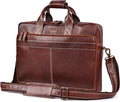 LEATHER VILLAGE 18" Leather Laptop Messenger Briefcase Bag for Men-Leather Satchel for Travel and Office Shoulder Bag-Red Brown