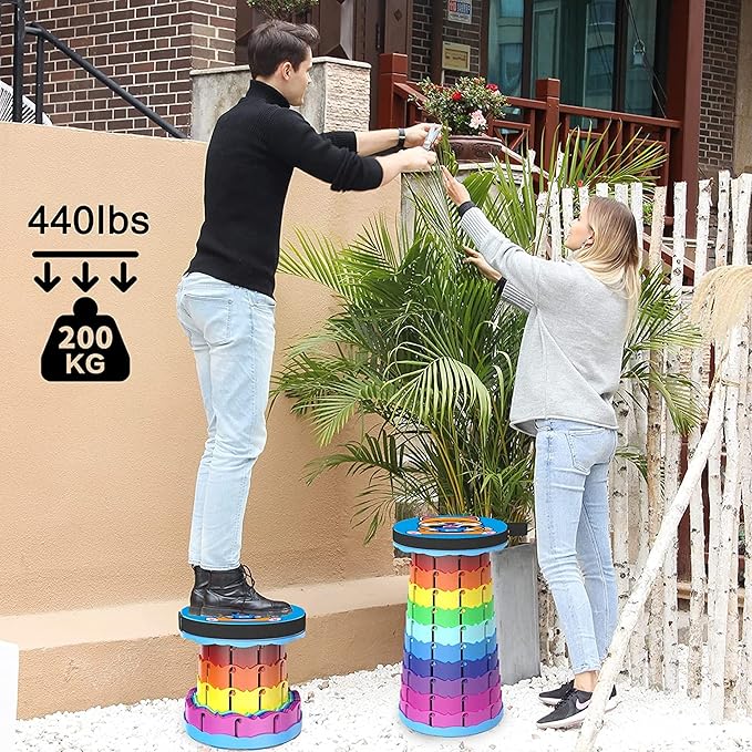Alevmoom Folding Stool, Adjustable, Portable, Lightweight, Safety and Stability, Multi-Application