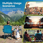 ALPHA CAMP Camping Chairs 250LBS Capacity, Heavy Duty Folding Chair with 4-Can Cooler Bag, Portable Outdoor Chair with Cup Holder for Adults, Collapsible for Tailgating, Beach, Fishing,Black,2PC