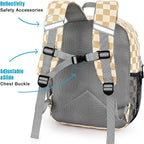 STEAMEDBUN Corduroy Kids Backpack for Girls Boys 3-8, Boys Girls Backpack for Elementary Kindergarten - Checkered