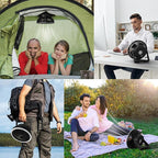 Portable Camping Fan with LED Lantern, 24HRS Running 8inch Rechargeable Tent Fan, Powerful 3-Speed 180° Rotate with Hook, Quiet for Outdoor RV Travel Fishing Hurricane Emergency Power Outage