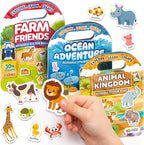 Reusable Sticker Books for Toddlers 1-3, Stickers for Toddlers 2-4 Years - Stickers for Kids Airplane Toys for Toddler 1-3, Toddler Travel Toys - Reusable Sticker Book Birthday Gifts for Boys Girls