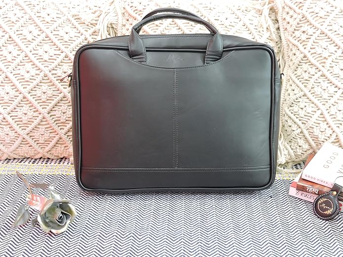 Mysa LIFESTYLE Vegan Leather Messenger Crossbody Shoulder Briefcase Bag for Office Work Fit 14.5" Computer Laptop Men Women