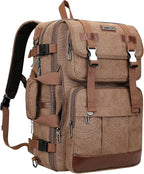 WITZMAN Canvas Travel Backpack for Men Large Laptop Backpack Fit 16 inch Carry-on Airline Approved Convertible Shoulder Rucksack(A6617-3 Brown)