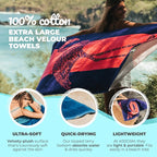 Nova Blue Flamingo Beach Towel – Pink and Purple with A Cute Design, Extra Large, XL (34”x 63”) Absorbent & Portable, Lightweight, Pink Beach Towel, Made from 100% Cotton