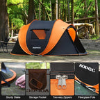 Pop Up Camping Tent, 2/4/6 Person Instant Tent Waterproof PU4500mm, Spacious Ventilated Camping Tent with Front Porch, Quick Setup Lightweight Portable for Outdoor Camping Hiking Beach