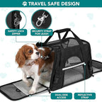 PetAmi Airline Approved Pet Carrier for Cats & Small Dogs, Soft Sided TSA Travel Carrier Bag with Sherpa Bed, Breathable Mesh Ventilation, Collapsible Bowl, Fits Under Seat, Up to 18 lbs, Large Black