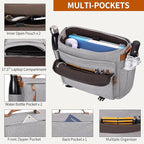 ESTARER Messenger Bag 17-17.3 Inch, Men's Computer Bag Water-resistant Canvas, Laptop Shoulder Bag for Travel Work College, Light Grey